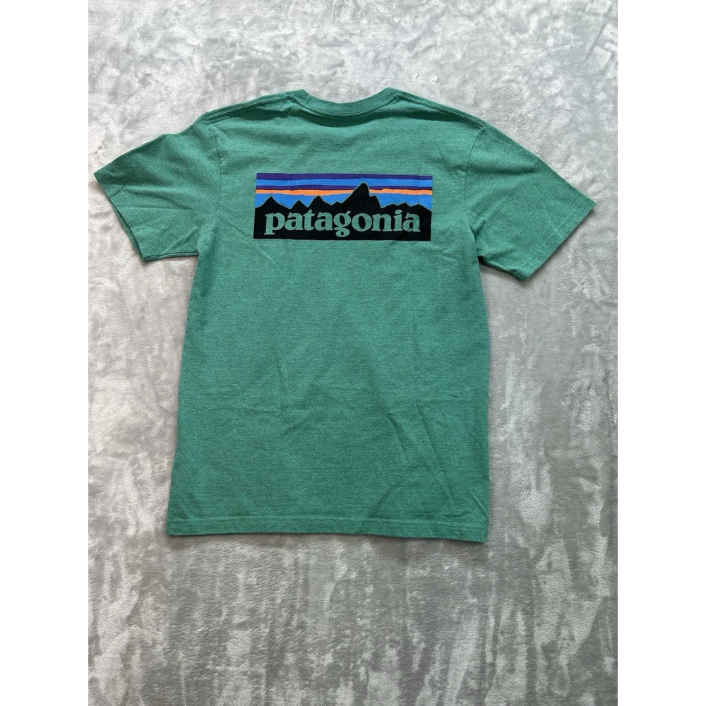 Patagonia Responsibili-Tee T-Shirt Green Regular Fit Mens S Logo Hiking Camping